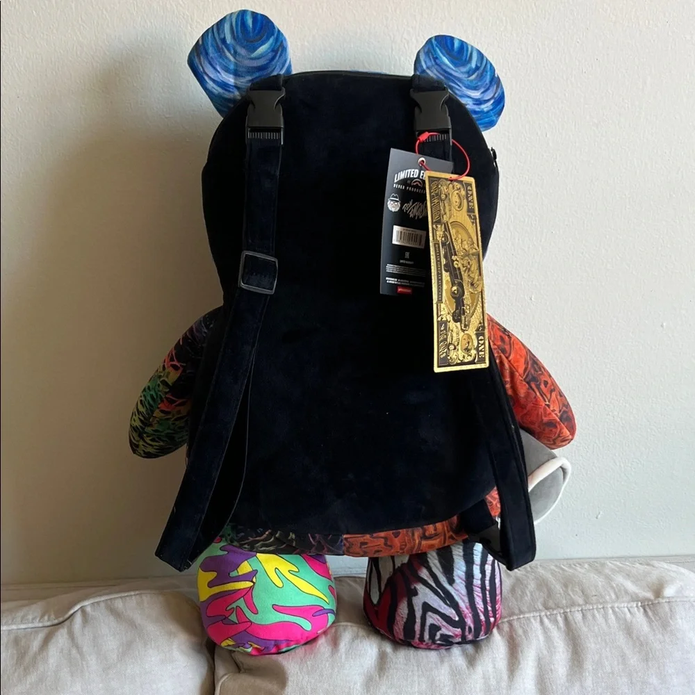 Sprayground Black Backpack with Smiley Tag - Picture 6 of 8